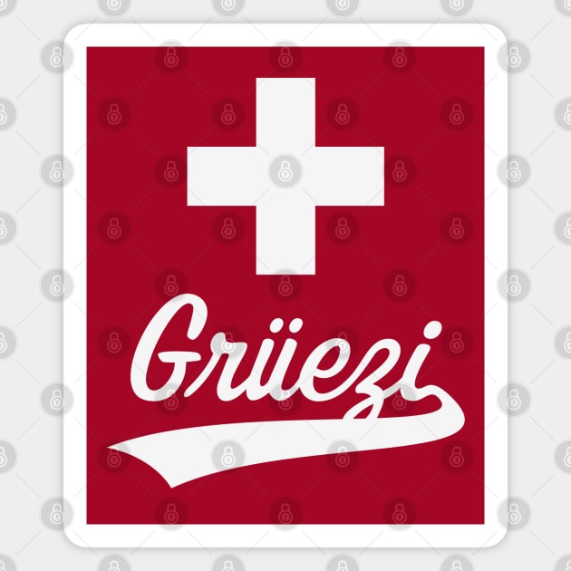 Grüezi Lettering (Switzerland / Swiss Flag / White) Magnet by MrFaulbaum